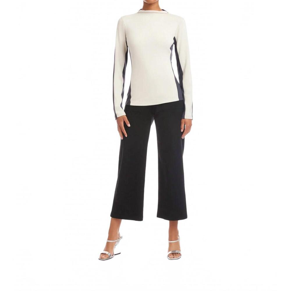 NEW FIFTEEN TWENTY cass colorblock mockneck top in bone